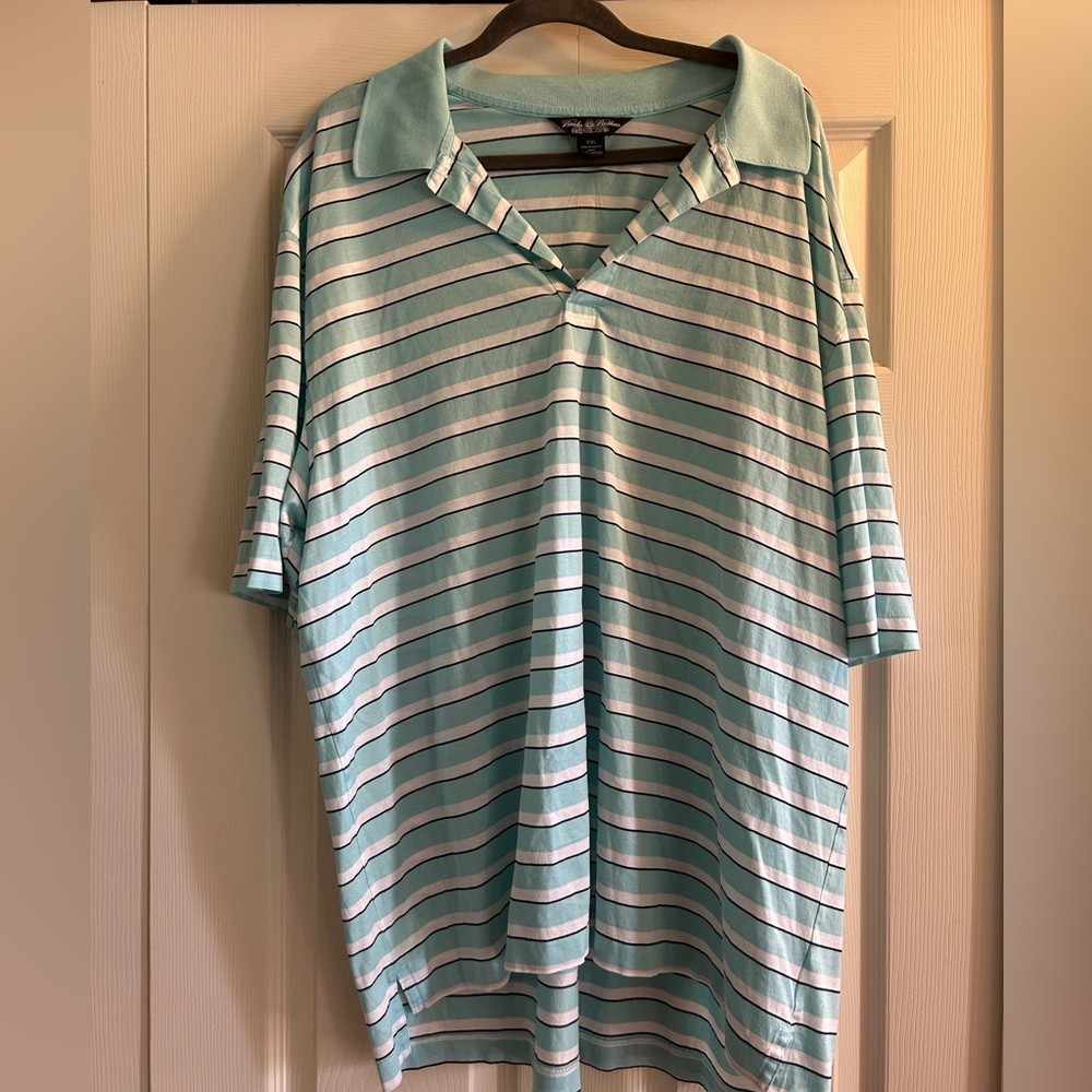 Brooks Brothers Country Club Performance Knit Men's Size XXL Polo Blue Striped